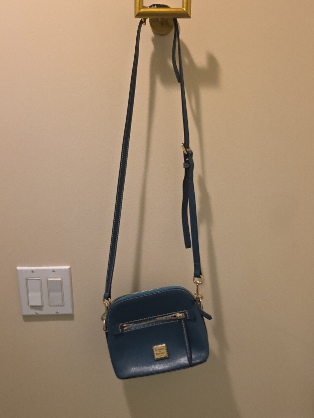 Dooney & Bourke Teal Leather Crossbody with Gold Hardware